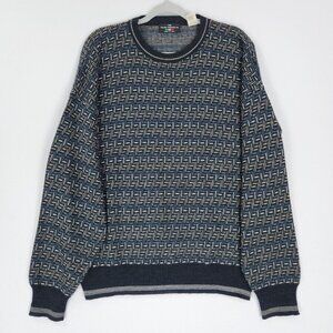 The Italian Sweater Co Sweater Mens XL Vintage Gray Blue Wool Blend Pullover